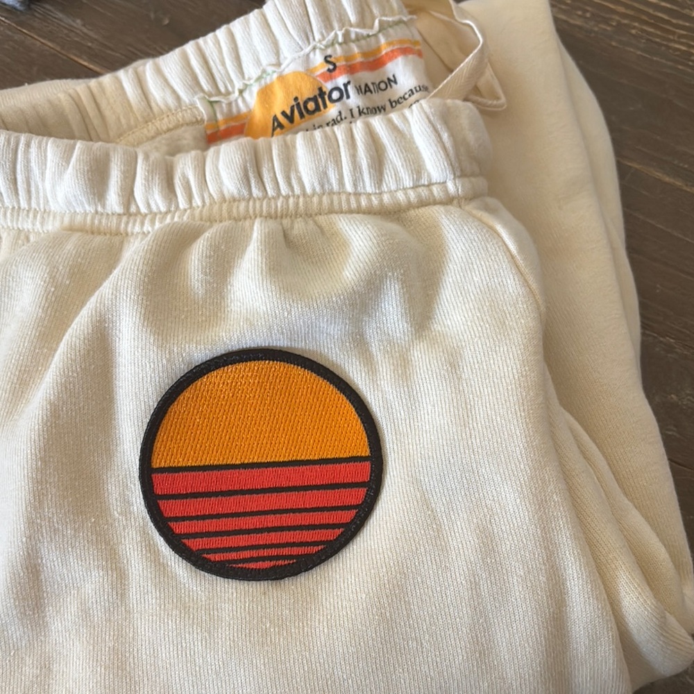 Aviator Nation Cream Track Pants Soft Relaxed Fit